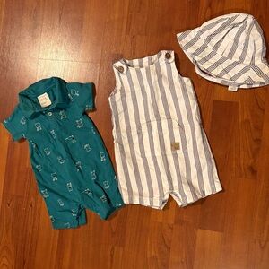 Carter's White and Black Striped Baby Outfit